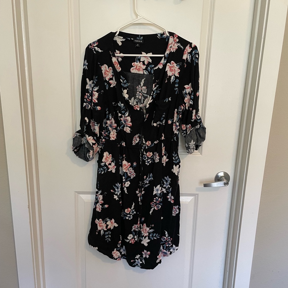 Black floral Torrid shirt dress
